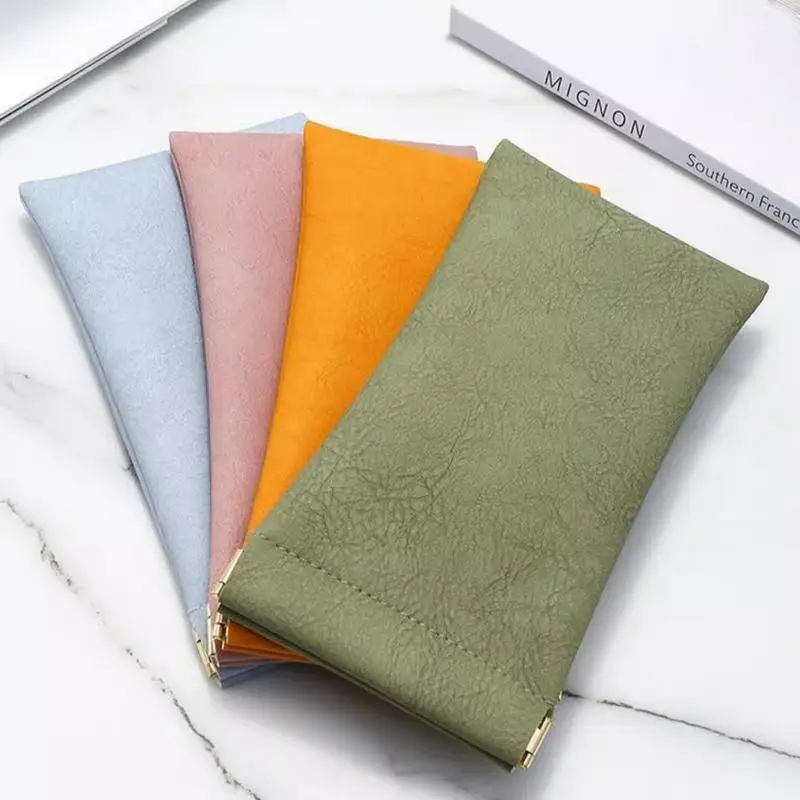 

Eyeglass Storage Bag Velvet Pouches For Glasses Gift Bags Waterproof PVC Leather Flannel Lining Eyeglass Bags For Men Women