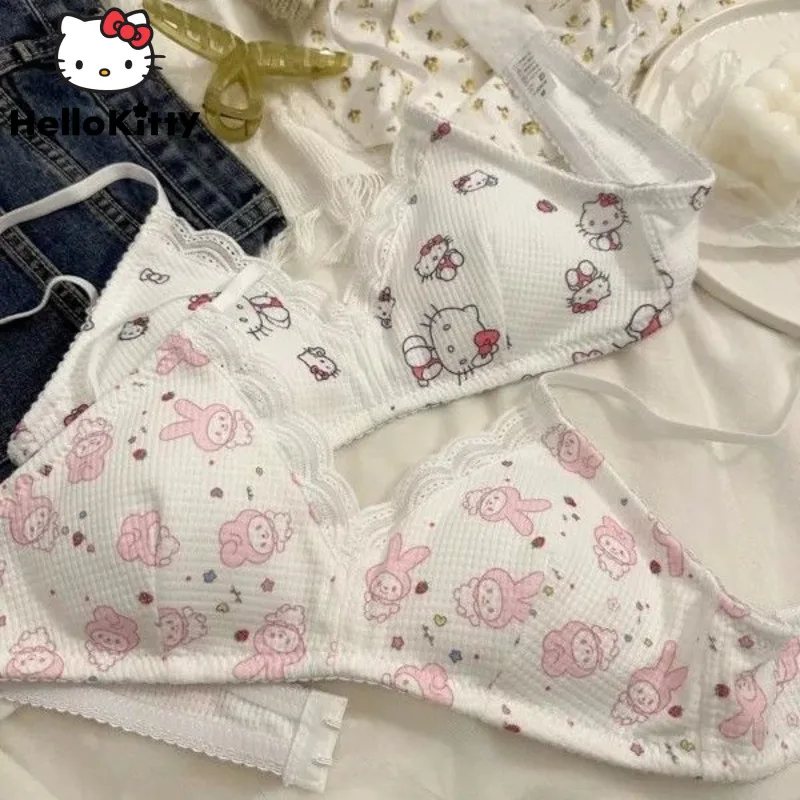 Kawaii Hello Kitty Vest Development Period Underwear Girls Thin No Steel  Ring Bra Underwear Cute Kt Cat Small Vest Bra - Movies & Tv - AliExpress