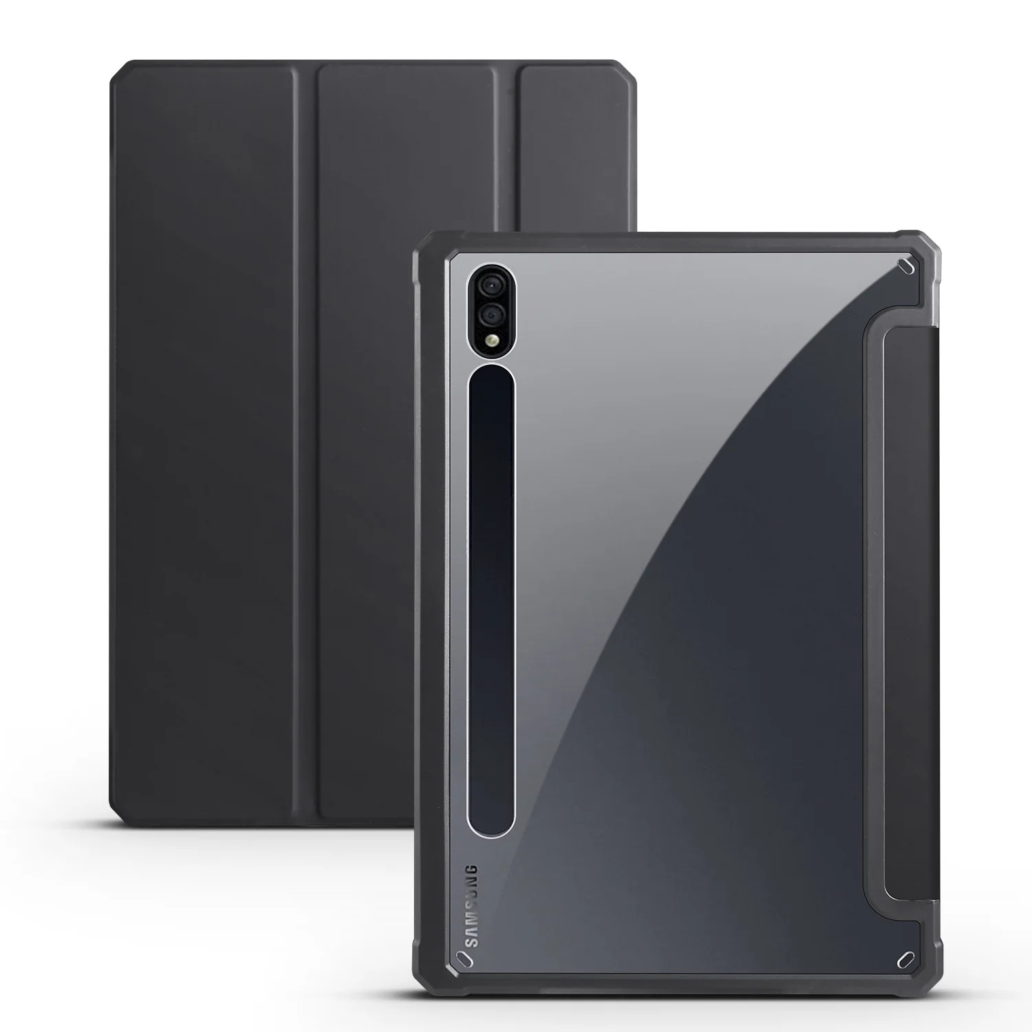 Enhanced Shockproof Flip Cover with Kickstand and Clear Stand
