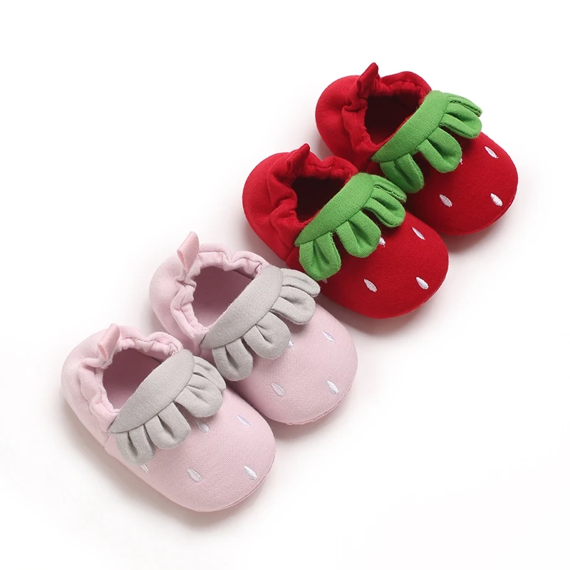 Baby Cute Crib Shoes Toddler First Walking Shoes Strawberry Soft Slip-on Sneakers Infant Crib for Boys Girls