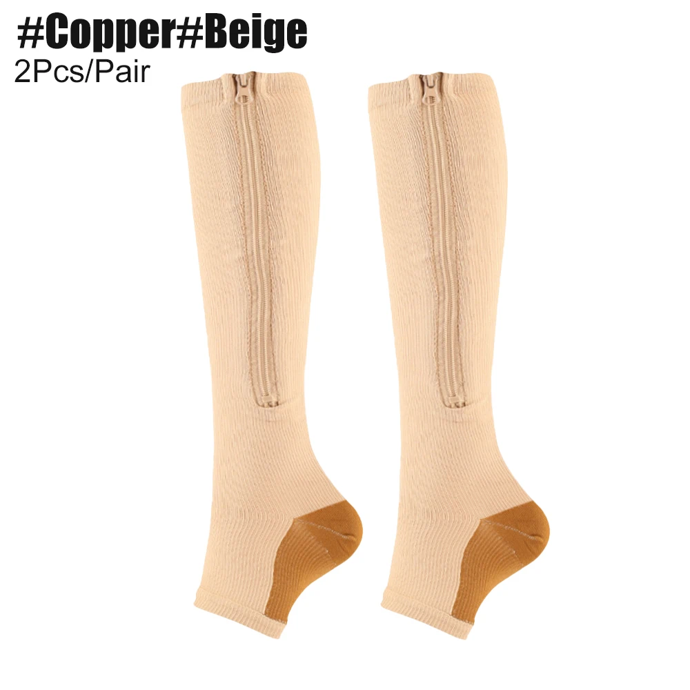 Compression Zip Sox Socks Stretchy Leg Support Zipper Medical Socks & Open  Toe Zipper Stocking For Varicose Veins Edema Swollen - Braces & Supports -  AliExpress