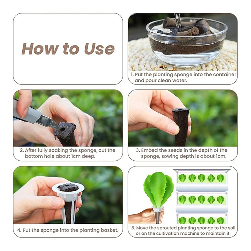 Planting Basket Grow Sponges Planting Sponge Blocks For Aerogarden Plant Machine Special Soilless Seedling Biochar Cotton 50Pcs hydroponic root sponges