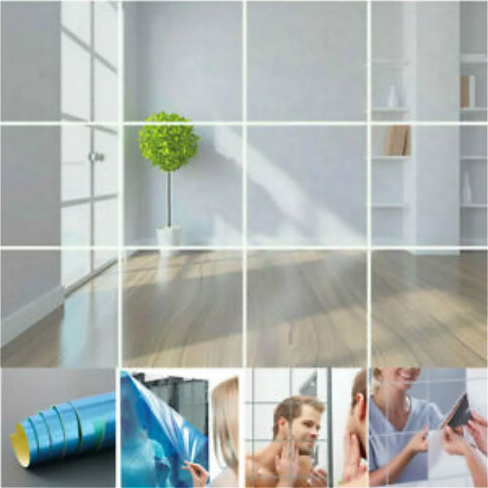 Square Mirror Wall Sticker Removable Acrylic Mirror Setting Wall Sticker Decal for Home Room Living Bedroom Decorat 50/100/200cm wall sticker mirror wall sticker