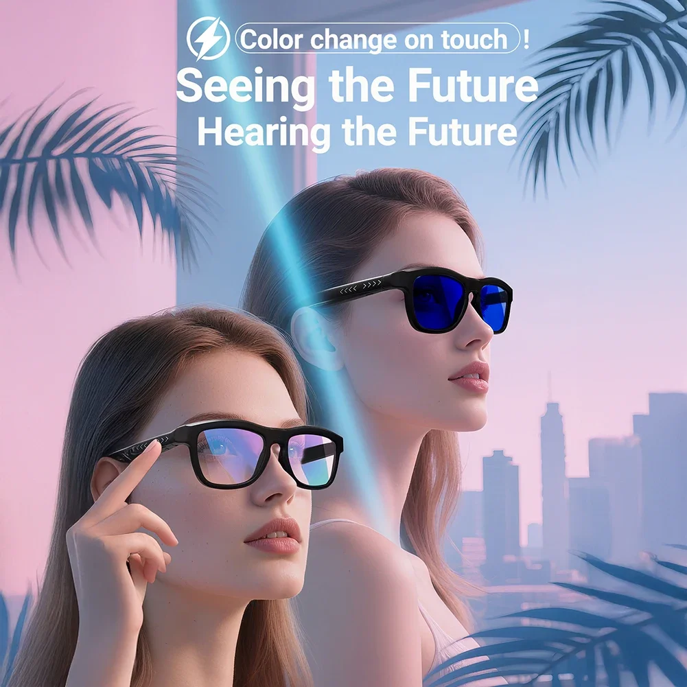 1Set 5.4 Smart Glasses AI Bluetooth Wireless Call Voice Translation Music Magnetic Charging Outdoor Cycling Driving Sunglasses