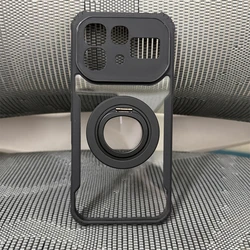 Infinix Note 60 Pro Magnetic Transparent Ring Holder Case - Acrylic Protective Shell for Infinix Note 60 (Black with ring)