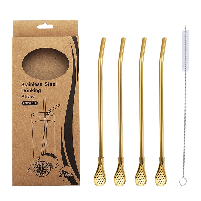 Eco-Friendly Stainless Steel Drinking Straws with Cleaning Brush