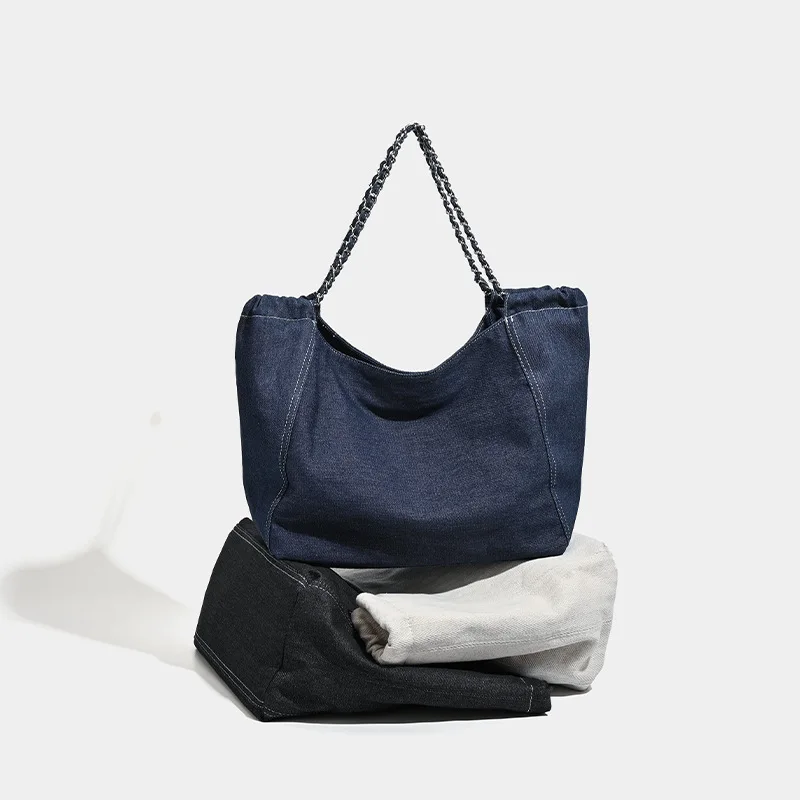 Large Capacity Denim Tote Bags For Women Luxury Designer Handbags Purses 2025 New In Letters With Card Pocket Underarm Shoulder