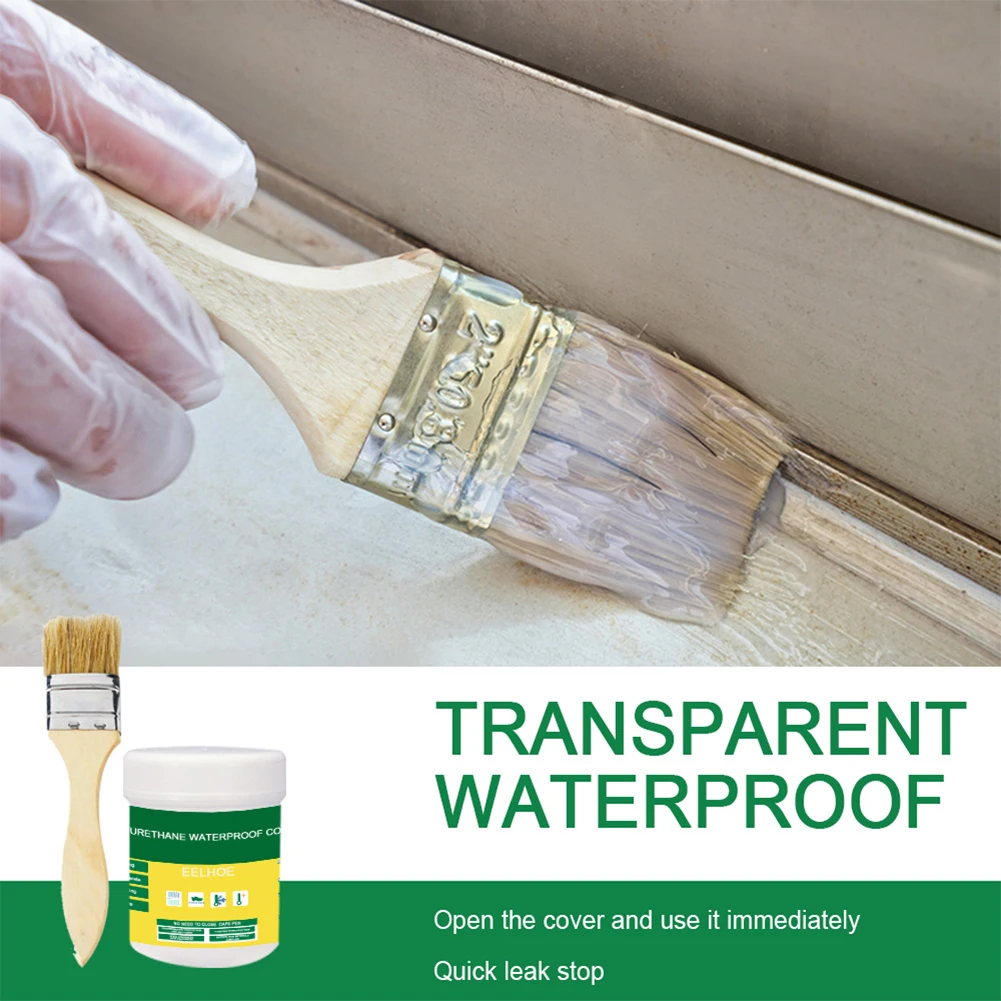 1-3Pcs Transparent Waterproof Agent With Brush Coating Sealant Agent 30/100/300g Polyurethane Glue For Home For Roof Bathroom