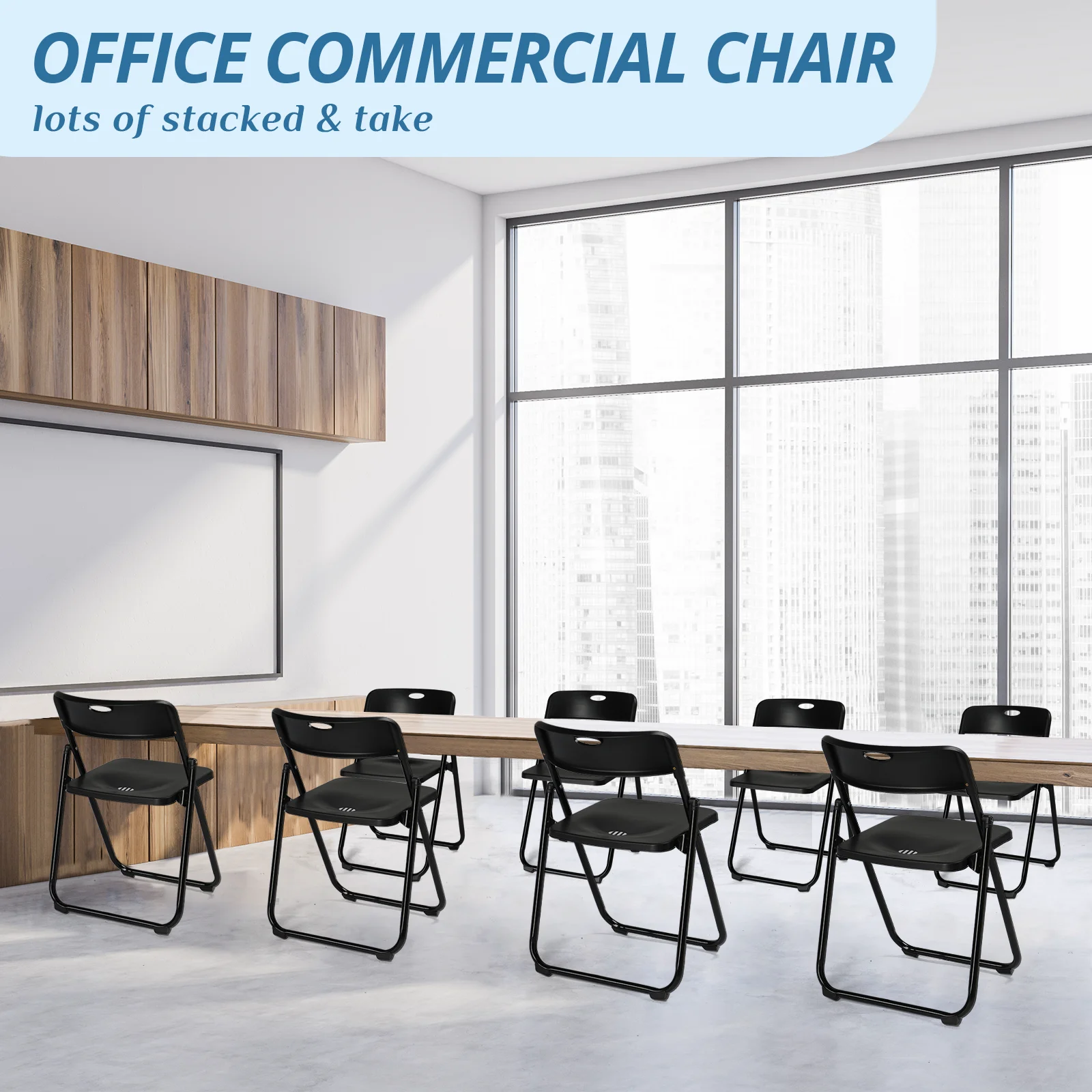 4 Pack Plastic Folding Chairs Stackable Commercial Chairs Portable Event Seating Black Chairs 6