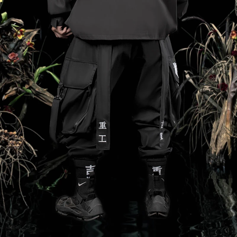 11 BYBB'S DARK Techwear Cargo Pants Men Hip Hop Big Pockets Joggers Trousers Elastic Waist Ribbon Harajuku Streetwear Pant Male 2