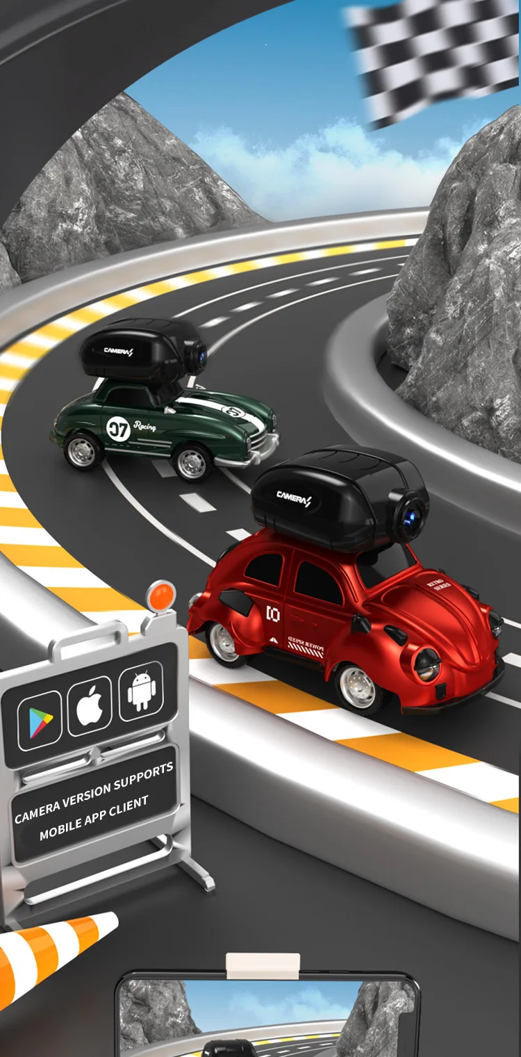 Mini Rc Car with Camera HD Wifi Fpv Pocket Racing Drift Vehicles Light Music Remote Control Car Radio Controlled Cars Toys Boys 