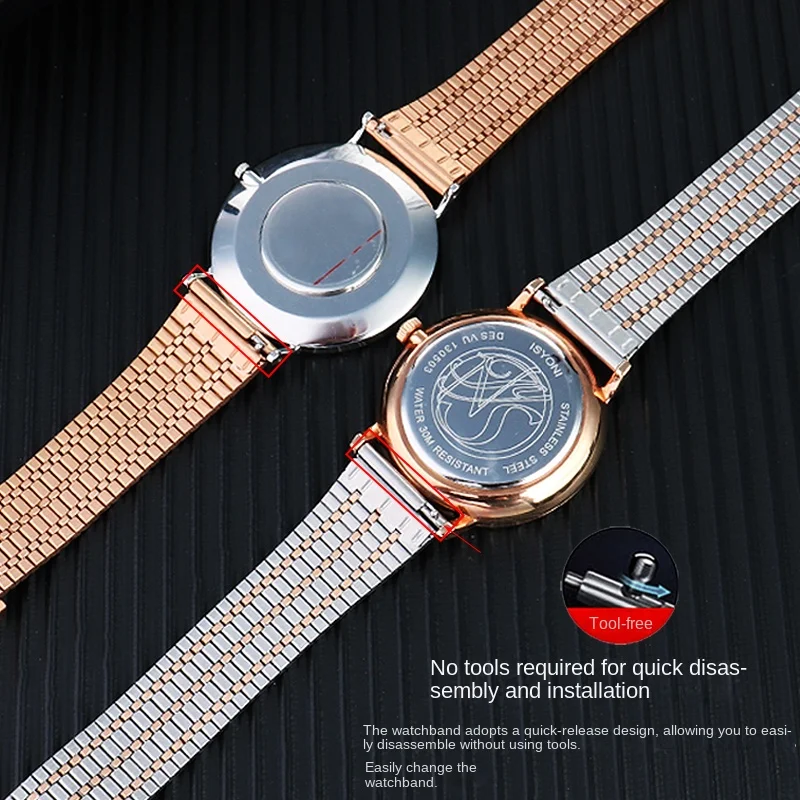 Sleek Stainless Steel Quick Release Watchband - Unisex Sizes 18mm, 20mm, 22mm
