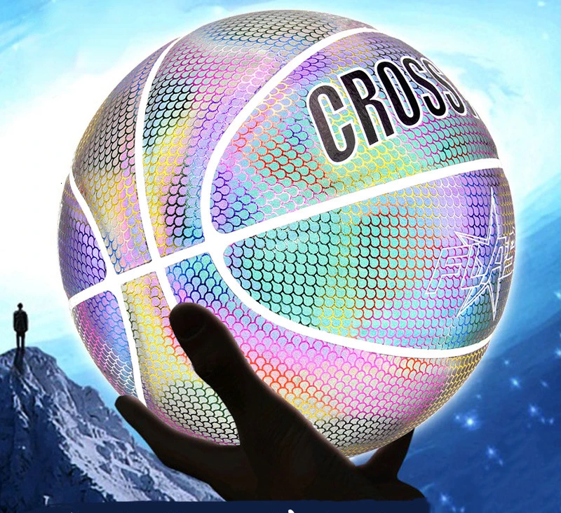 

PU Leather Basketball Ball Glow Luminous Reflective Basketball Size 7 for Night Game Gift Professional Glowing Balls