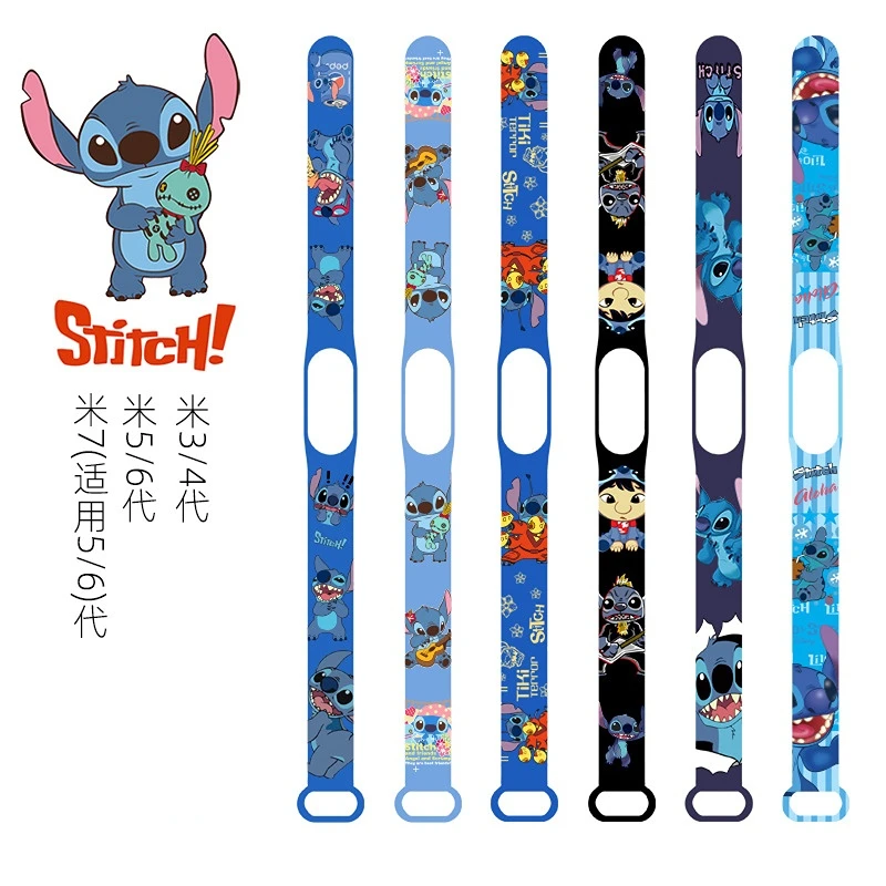 

Disney Anime Stitch Suitable for Mi Band 3 4 5 6 7 Bracelet Sport Silicone Watch Wristband Miband Wriststrap Children Xmas Gifts