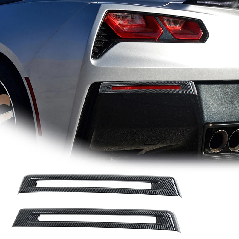 

For Chevrolet Corvette C7 2014-2019 ABS Carbon Fiber Rear Fog Light Foglight Lamp Ring Frame Cover Trim Sticker Car Accessories