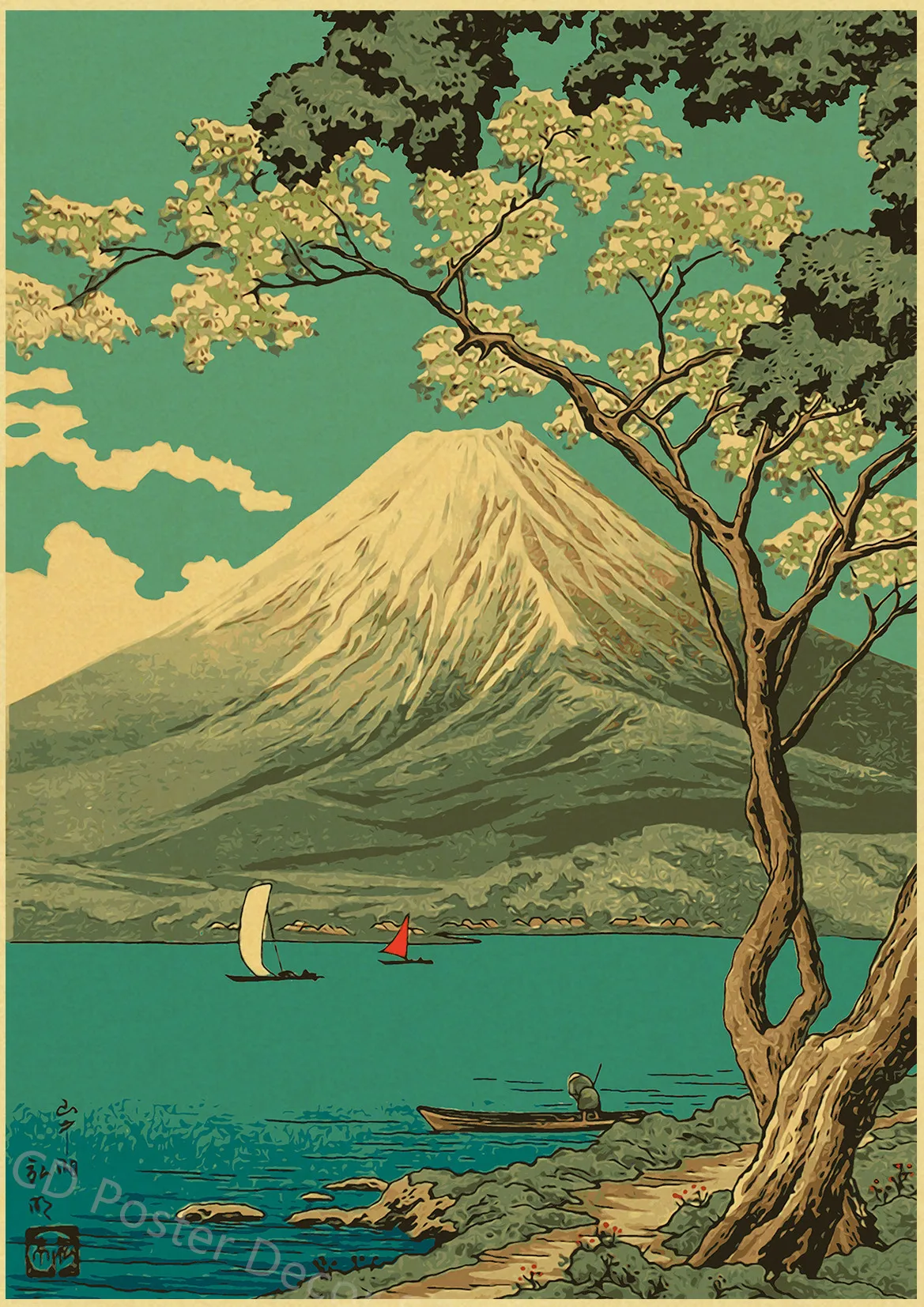 Japanese Landscape Series Retro Poster Kraft Paper Prints Posters Vintage Home Room Bar Cafe Decor Aesthetic Art Wall Paintings Peckshirt