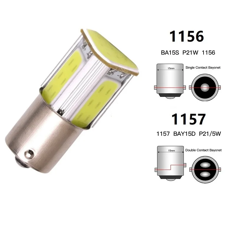 

1pcs 1156 P21w Ba15s 1157 Bay15d P21/5W Led COB Auto Brake Light White Red Yellow Car Bulbs Rear Turn Signal Lamp Parking 12v