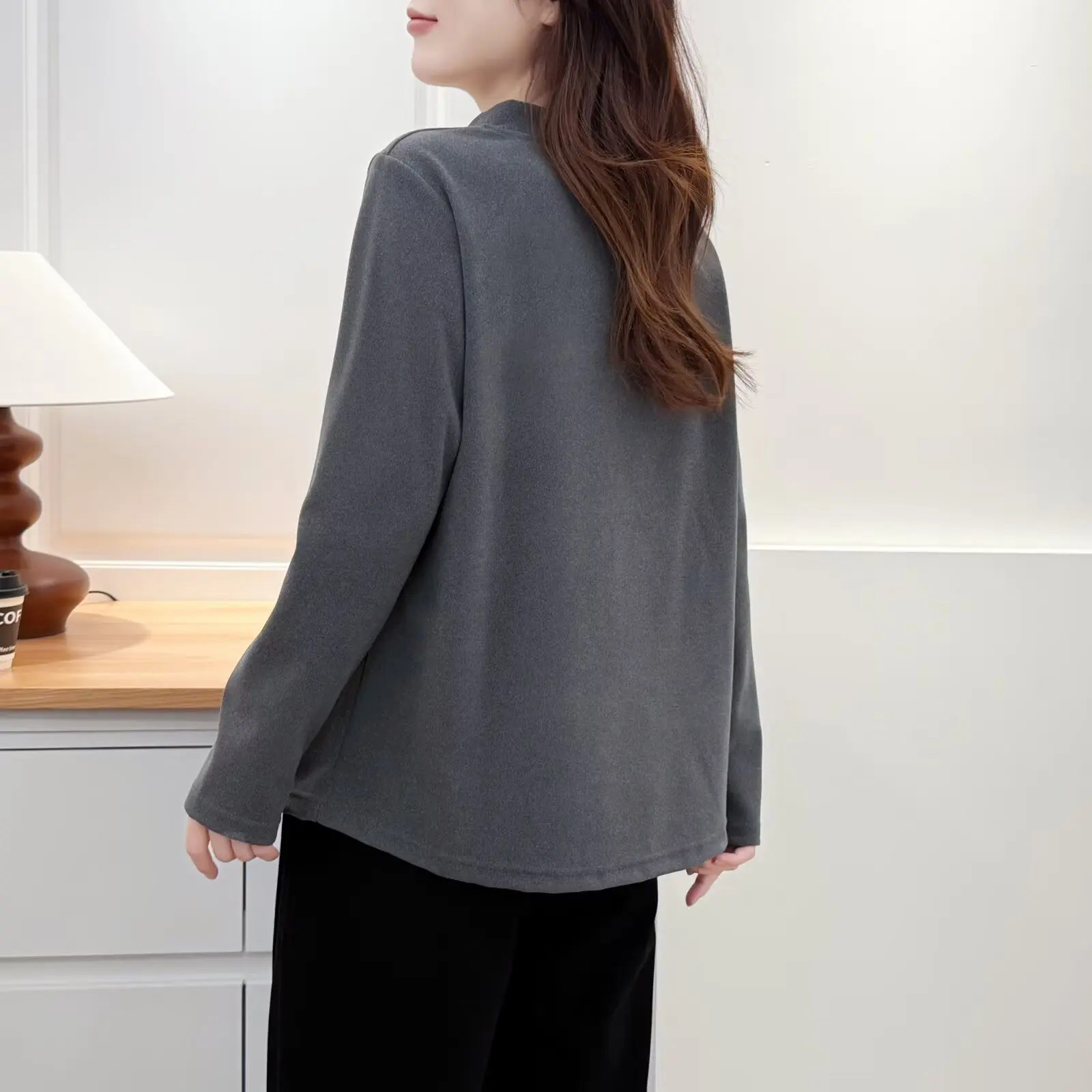 XXXXL Fashion Plus Size Women's T-Shirt New Wear For Autumn And Winter Casual half-open-neck Long Sleeved Base Warm Tops 2548