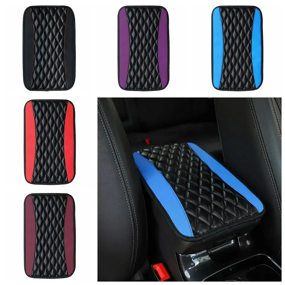 1pc Universal Car Central Armrest Box Console Cover Pad For Black+Red Accessories.