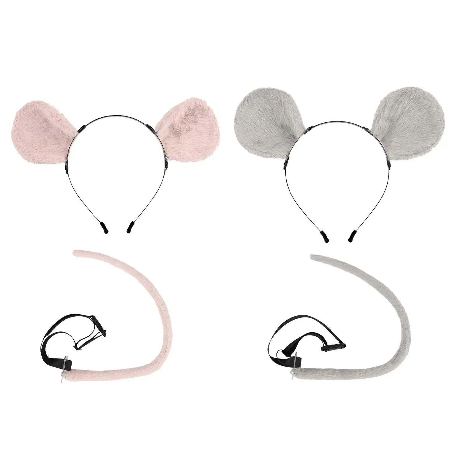 

2PcCostume Accessory Set Mice Ears Headband and Tail Party Decoration for Toddlers and Kids