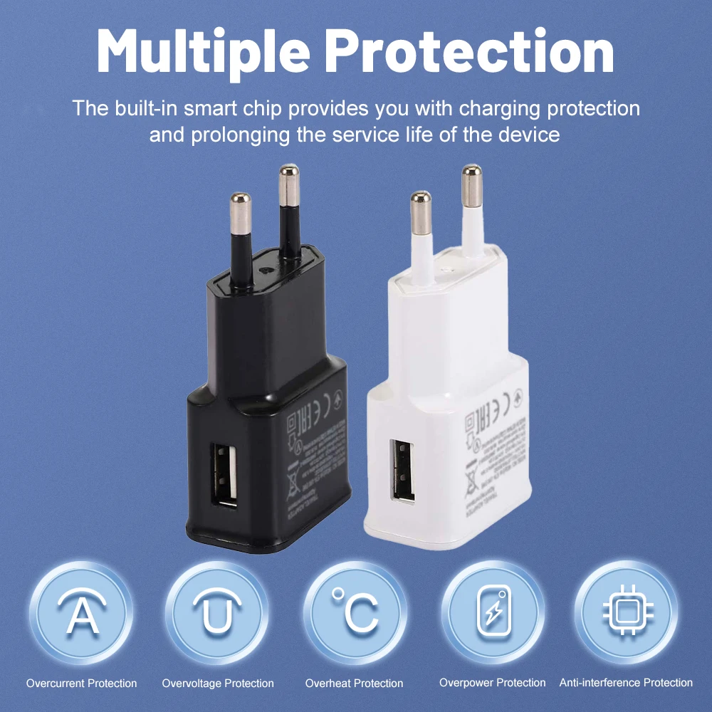 5W USB Wall Charger Power Supply 5V 1A Universal Portable Travel Power Compatible With Samsung iPhone