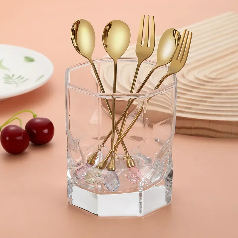 Coffee Spoon and Fork Set for Desserts Ice Cream Cake Fruit