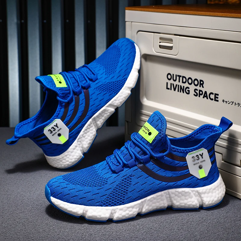 Fashion Sneakers Men Women Shoes High Quality Sole Fly Weave Breathable Running Jogging Tennis Shoes Comfortable Casual Walking