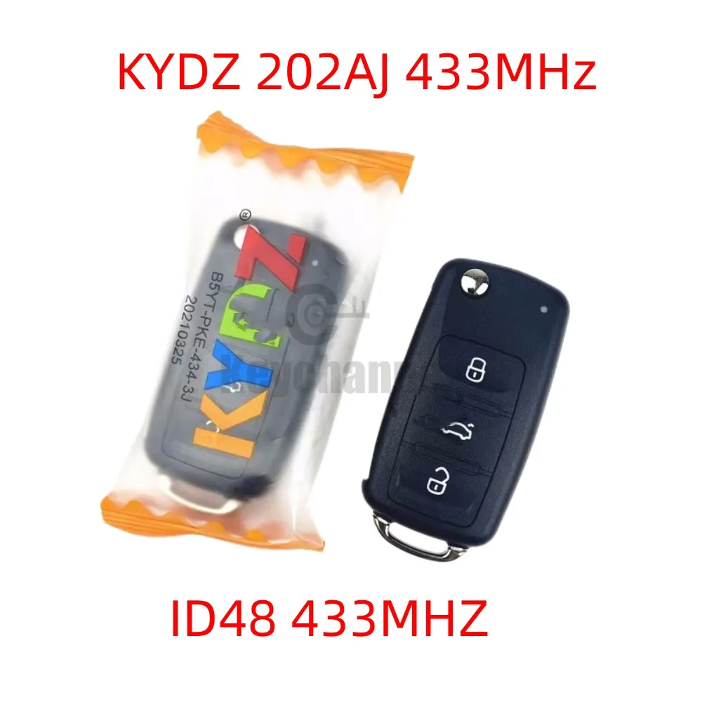 keychannel 202AJ ID48 Keylessgo 433MHz Car Key Remote KYDZ Smart Flip Remote Control for Tiguan Seat Jetta Polo A1 Sharan Passat