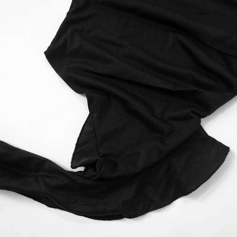 Irregular Tassel Women T-shirts Autumn Solid New Full Sleeve O-neck Shirring Slim Tops Female Wild Trend Street Clothing