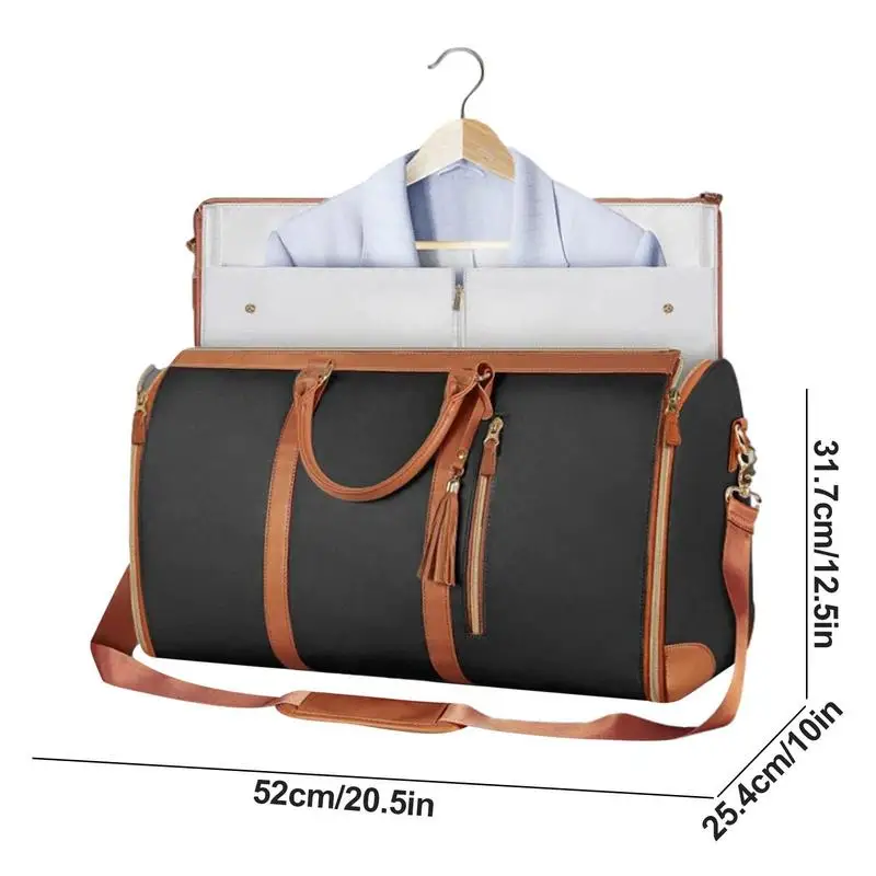 Travel Garment Bag Weekender Duffel Bag with Shoe Pouch Sports Gym Tote Suitcase Suit Business Travel PU Leather Workout