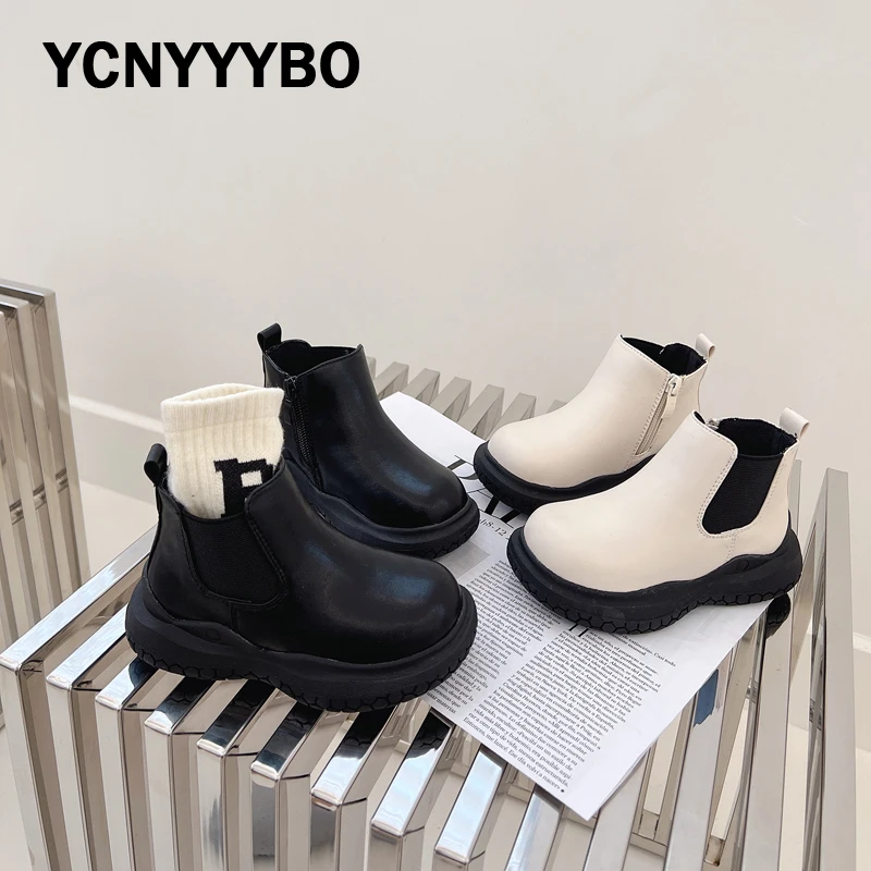 Autumn New Toddler Chelsea Boots Children Black Brand Shoes Baby Girls