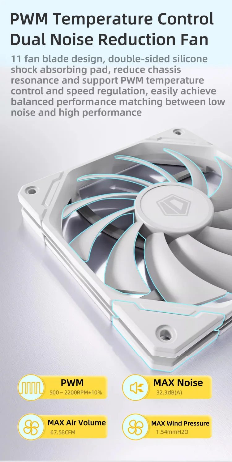 ID-COOLING TF-12015 120mm Cooling Fan Thinckness 15mm Ultra-Thin PC Case Fan 4Pi