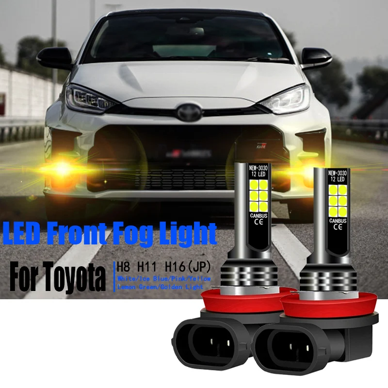 2pcs Car LED Fog Light Bulb Lamps H8 H11 H16 For Toyota Auris Avensis T27 Corolla 2009-2019 Hilux Prius Proace Rav4 2006-2018 |