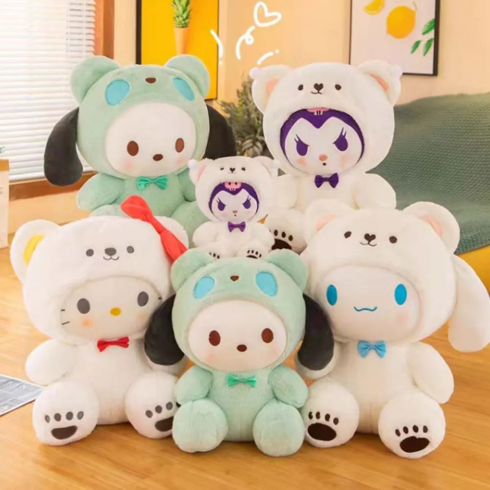 kawaii Sanrio Plushies Toy Hello Kitty Cinnamonroll Pochacco Kuromi Plush Doll Cos Bear Cute Toys Children Birthday Gifts пенал hello bear