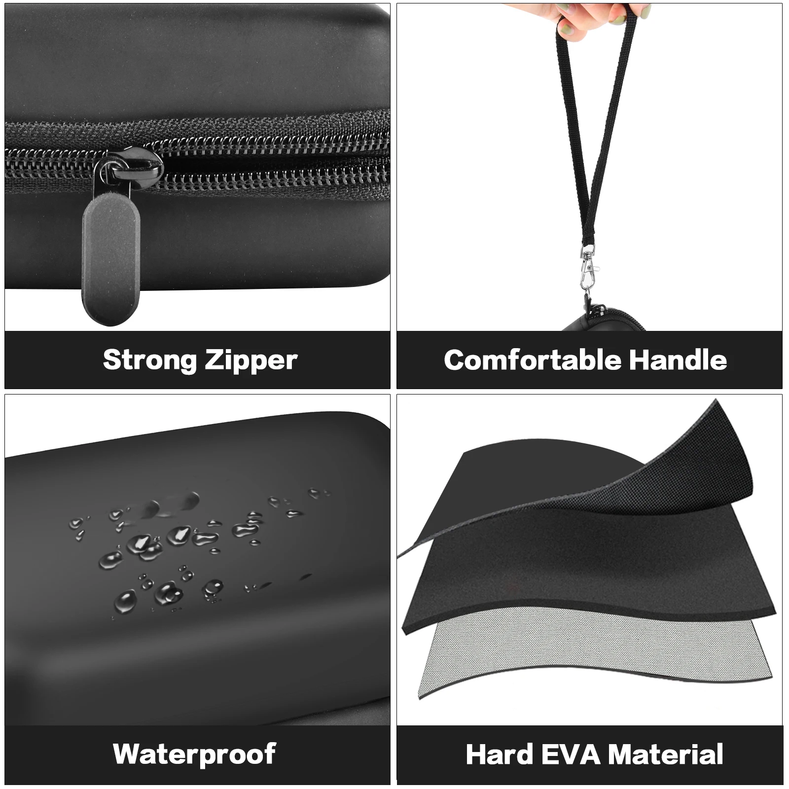 Étui de protection pour caméra action 360° accroché à un sac à dos grâce à son mousqueton, en extérieur.