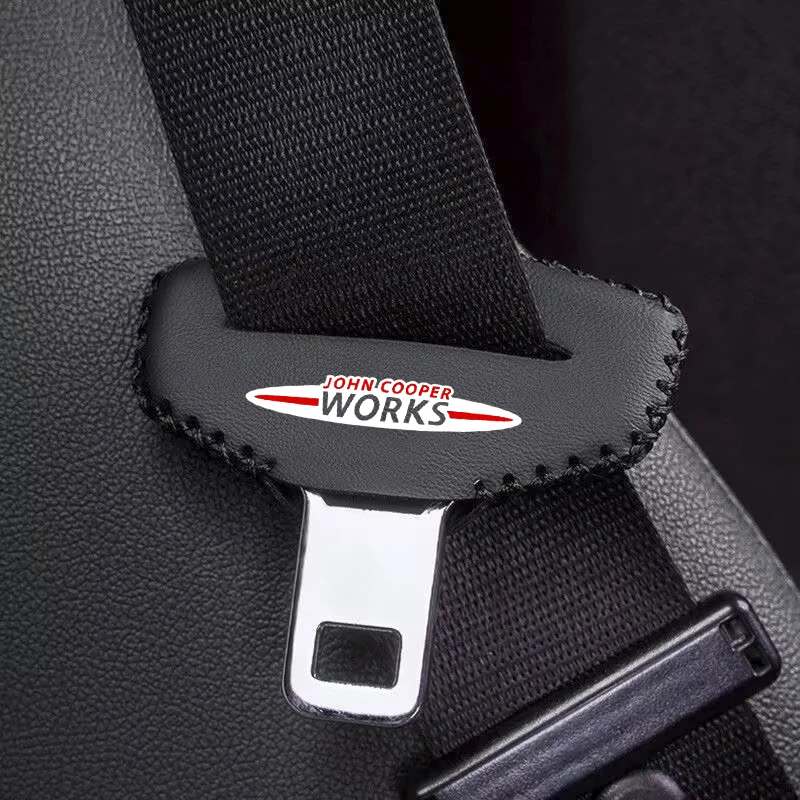 Car Seat Belt Buckle Cover Leather Protector Anti-collision Case 2pcs for BMW Mini Cooper Works R55 R56 R50 R53 R60 R61 F54 F55 seat belt covers seat belt protector