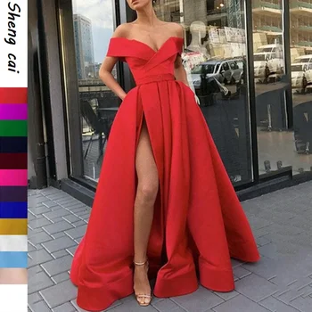 High End Gown Dress Summer Deep V Neck Off Shoulder