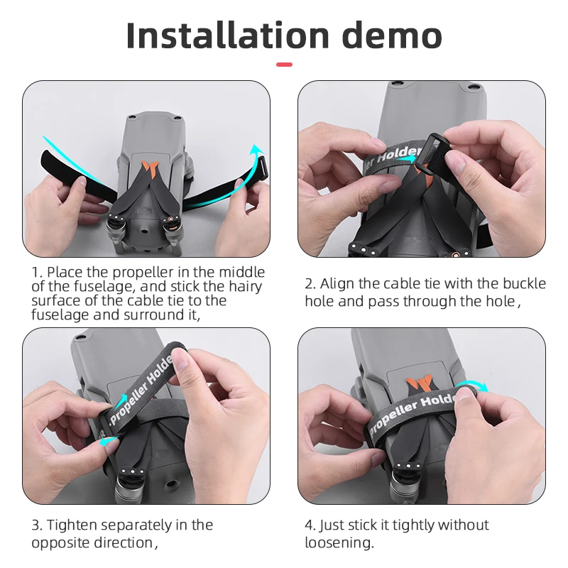 Description Picture 6 of itemBRDRC Propeller Holder for DJI Mini 2/4K/3 Pro/ Air 2/FIMI X8 SE Props Fixing Tape Straps Drone Stabilizer Cable Tie Accessory