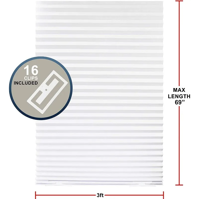Pleated Window Paper Shades Light Filtering Blinds White 36" x 69" (Pack of 6 Temporary Blinds),MT1050 3