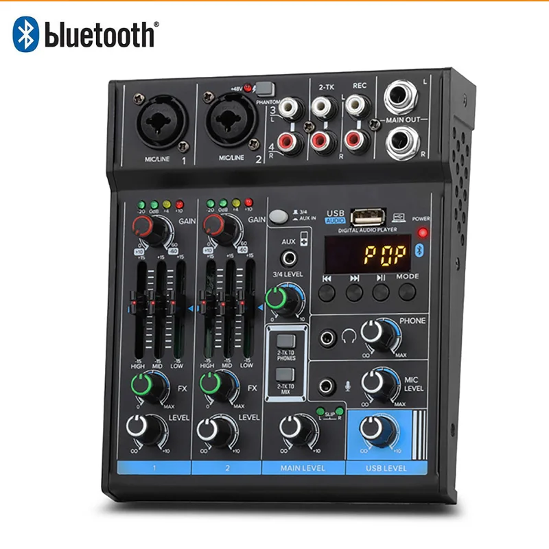 

Dj Controller Mixer Audio Sound Mixing 4 Channels Mixing Console Bluetooth Noise Reduction Console USB Recording For Singing