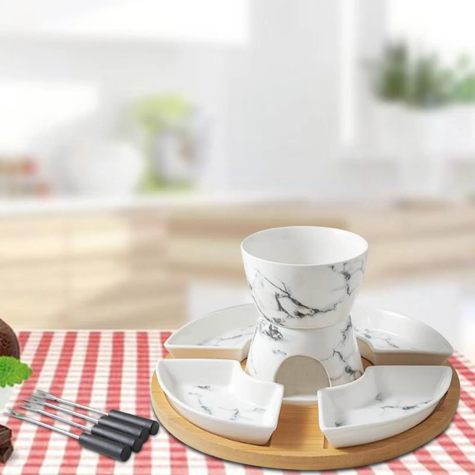 Fondue Pot Melting Pot Set, Chocolate Fondue and 4 Dishes, Butter Heater Melt Hot Bowl Set for Chocolate, Cheese