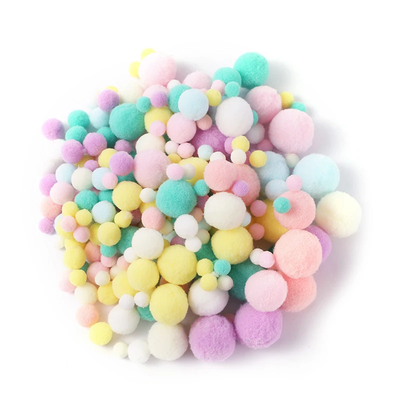 【Direct-sales】 260 Pcs/Lot 10-30mm Macaron Fluffy Pompom Balls Pom Poms Soft Furball For Handmade Crafts DIY Decoration Accessory