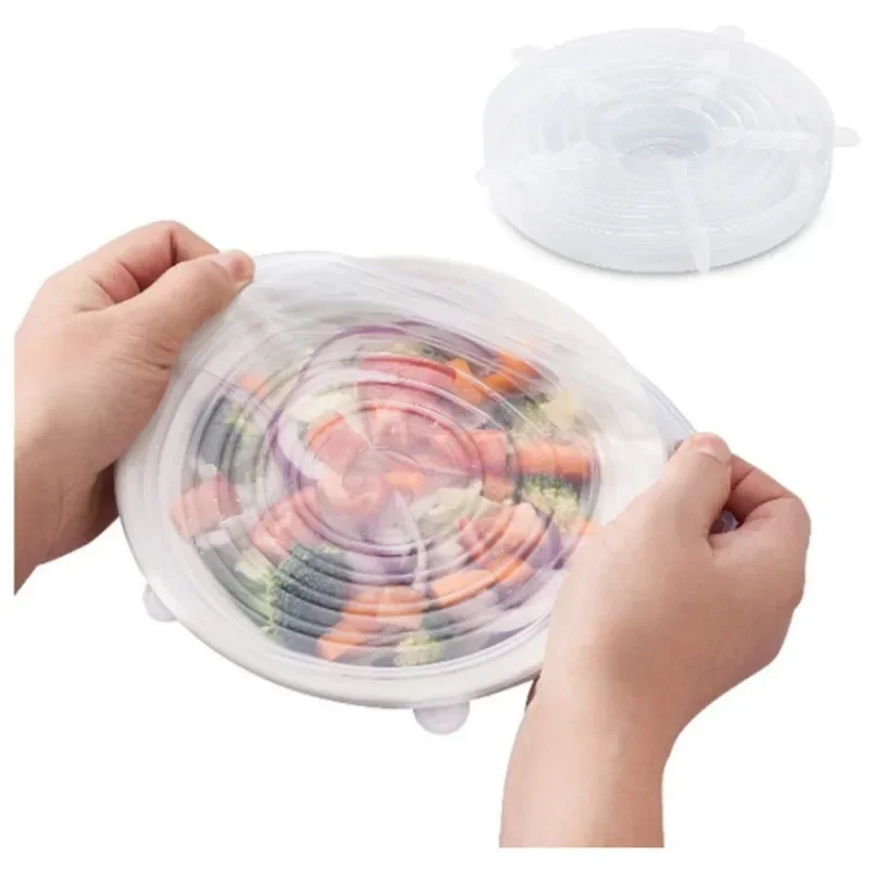 Food Cover Silicone Lids Reusable Sealing Cap Food Storage Container Cover Kitchenware Adjustable Elastic Silicone Caps Kitchen Home Garden