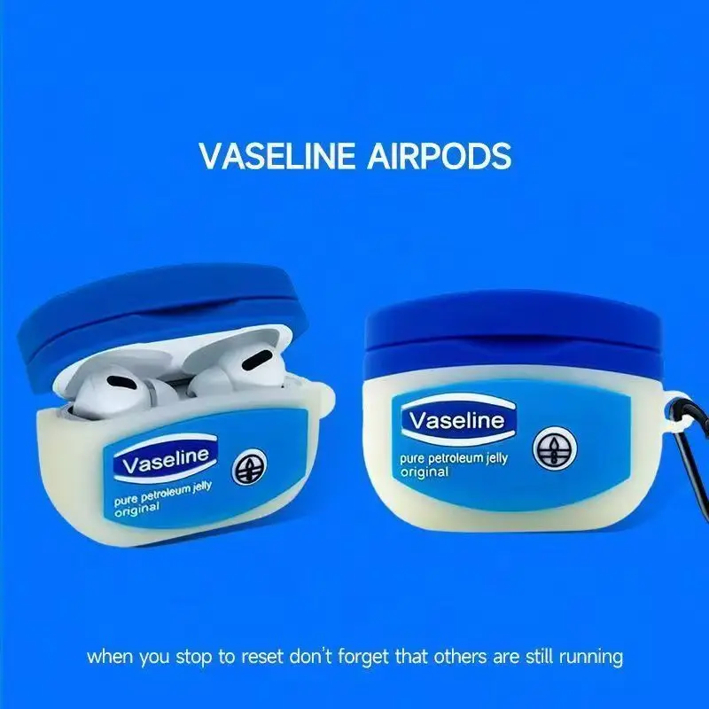 3D Creative Vaseline Silicone Earphone Case with Pendant Cover