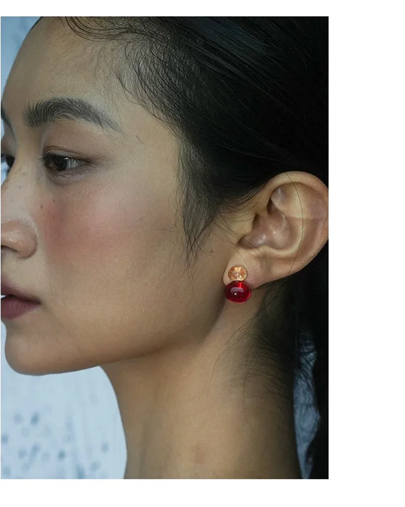 2026 Kontrastfarbene, hochtransparente Harz-Ohrstecker | Koreanischer Niedlicher Stil, hypoallergen | Weihnachtlicher Bohemian-Party-Schmuck – Detail 3
