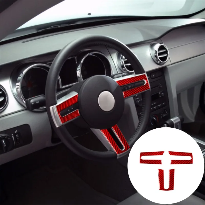 

Carbon Fiber Car Steering Wheel Accent Stickers For Ford Mustang 2005-2009 Styling Accessories