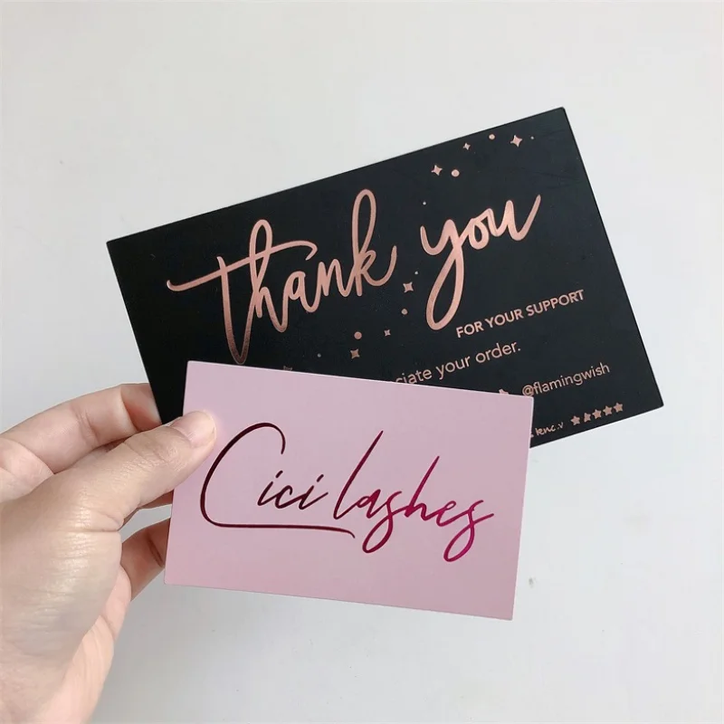 

Customized product、Custom Printing Rose Red Foil Small Business Thank You Cards For Shopping Paper Card With Logo