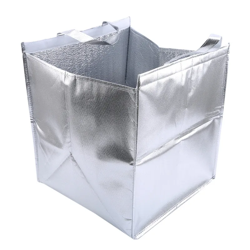1Pc Silver Thermal Insulated Lunch Bag – Large Square Foil Cooler Tote for Cake, Sandwi... - SKU TILB1544 - UGI Packaging