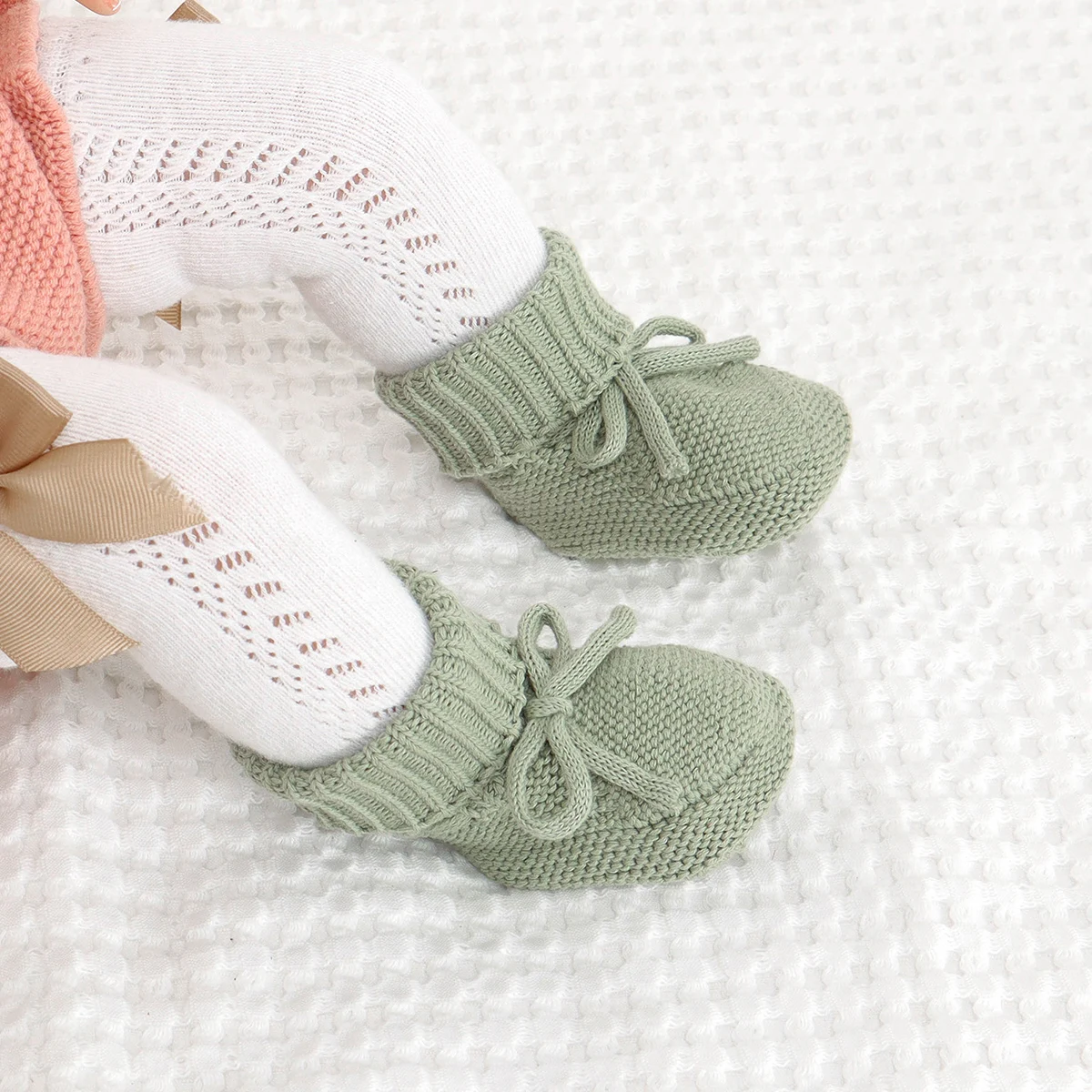 Baby First Walkers Breathable Anti-slip Knitted Newborn Infant Boys Girls Solid Booties Prewalkers 0-18m Toddler Unisex Footwear 5