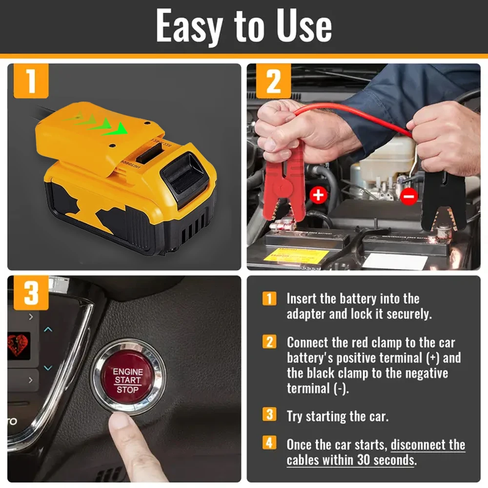 Car Battery Igniter Automotive Emergency Power Kits 8AWG Cable 1M for Dewalt M18 Jumper Starter Jump Kit Power Tool Line